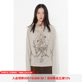 物理少年「感官系统」荡领圆环设计米灰色优雅亲肤百搭长袖 T恤