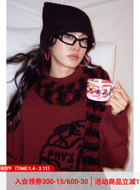 物理少年 小心,易碎系列「信仰之跳」高领含羊毛双面穿绣花毛衣