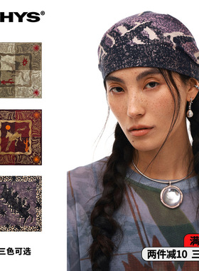 物理少年「马上hippie」 马年复古嬉皮柔软四方结构三色头巾方巾