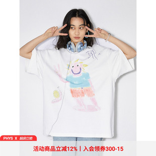 【明星同款】物理少年「2周年T恤」随性涂鸦小孩比耶印花短袖T恤