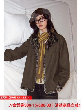 物理少年 小心,易碎系列「水晶猎人」美拉德皮毛一体夹克冬季棉衣