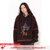 物理少年 城市野行 系列「巧克力喵」连帽刺绣小猫可爱慵懒毛衣