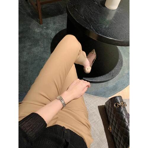 韩版卡其修身通勤小脚西装裤女