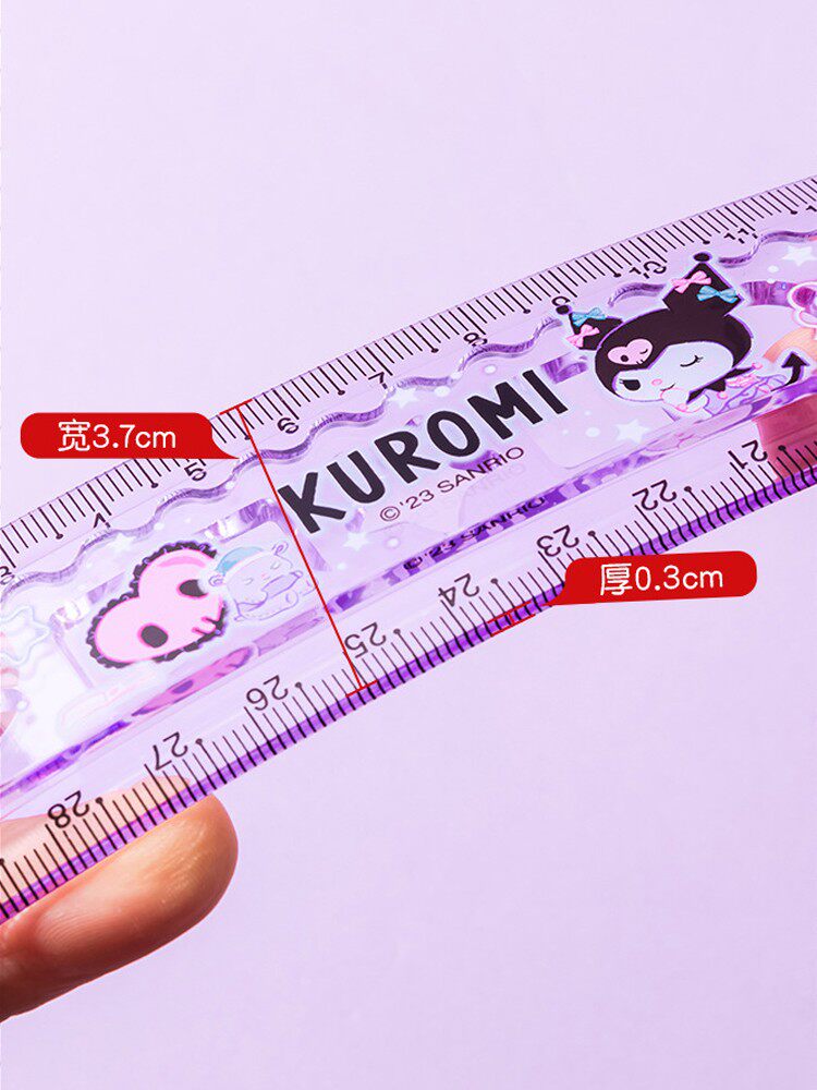 산리오 30CM 접이식 자 멜로디 투명 다기능 하이룩 15CM 스케일 쿠로미