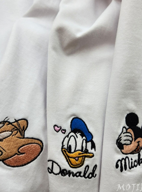 魔吉达韩国代购男装短袖T恤卡通米奇图案刺绣宽松圆领潮TEETS4019