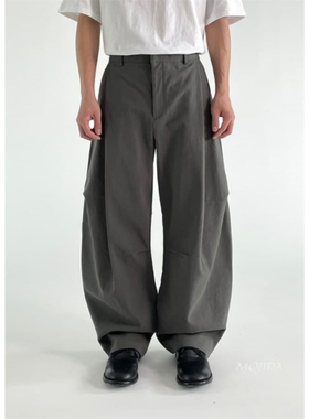 韩国东大门代购SENNE高品设计师掐褶半松紧百搭直筒休闲裤bPT4220