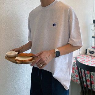 新款 T恤男 韩国男装 胸口笑脸刺绣圆领宽松休闲短袖 TS2125 代购 夏季