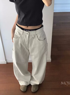 韩国代购男装I'll stage高档男女棉设计阔腿6色桃绒休闲裤-PT3953