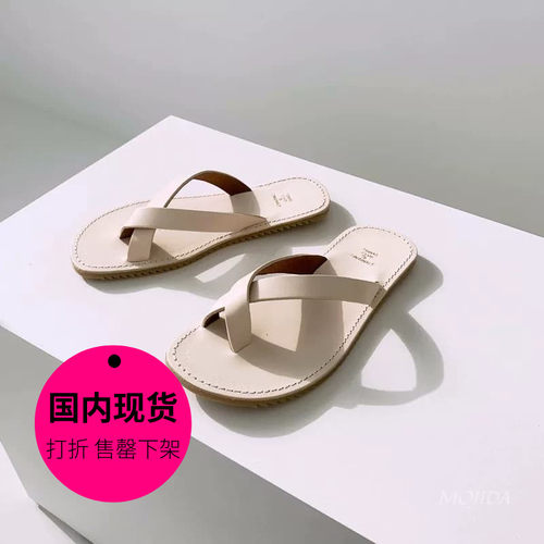 【特价现货】韩国东大门男装潮流防滑牛皮夹脚拖鞋人字拖男SHE110