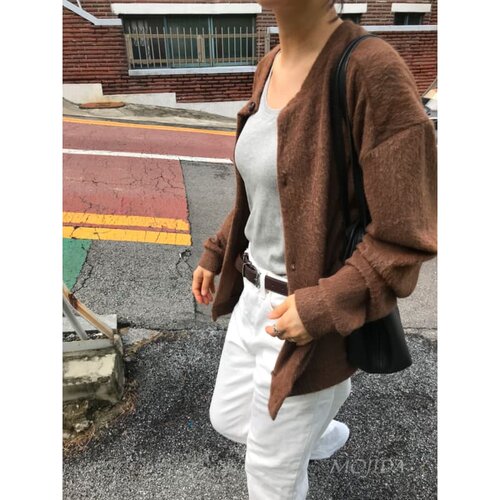 韩国男装代购高级感深灰针织外套休闲圆领单排扣毛衣开衫男CD2491