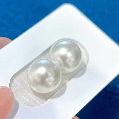 澳白耳钉9‑10mm黄金点位澳白耳钉正圆极细微瑕冷白强光清冷高级
