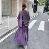 松弛感紫色显瘦套装裙女2025夏新款韩系字母印花T恤半身裙两件套，女装套装/套裙，2D073