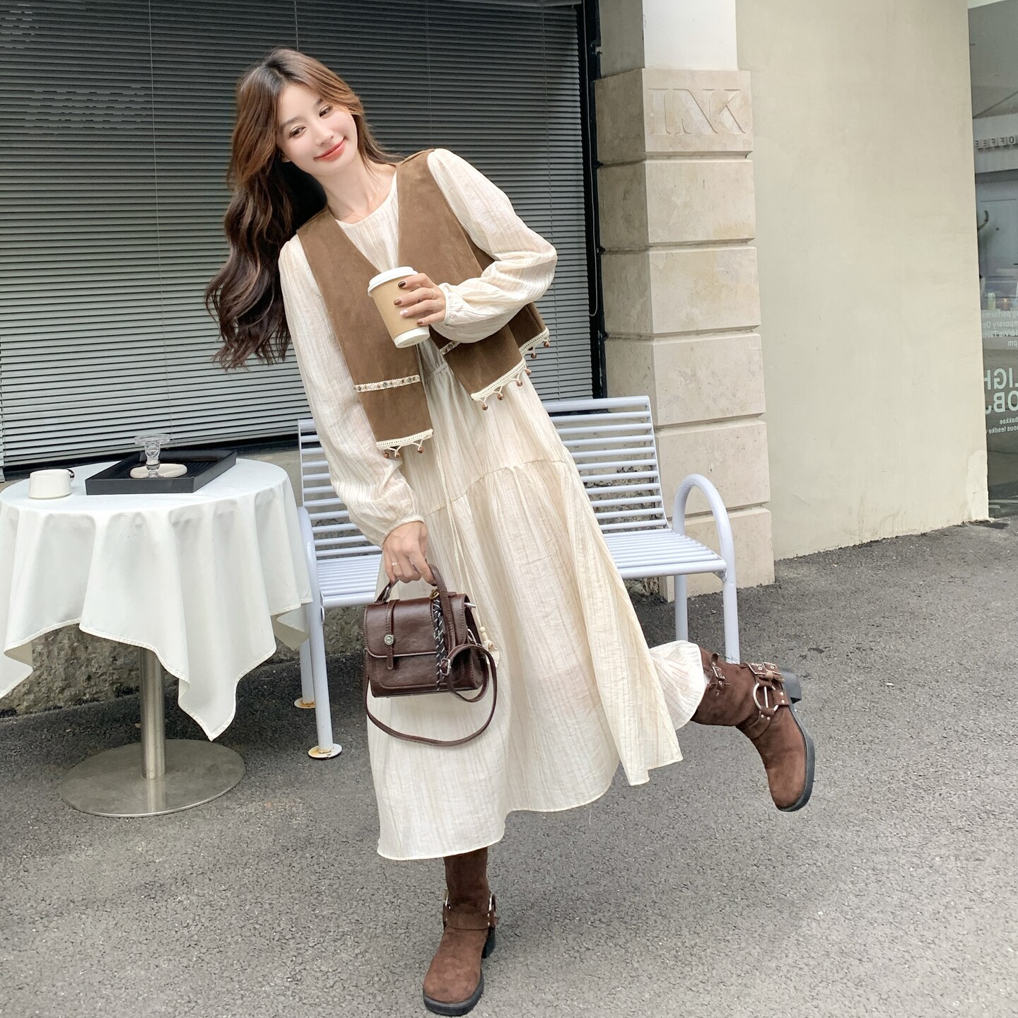 新款马甲+连衣裙2D073-66131-P155-K228,女装套装/套裙,2D073