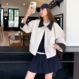 现货复古撞色拼接夹克2D073-66120-P135-K198，女装短外套，2D073
