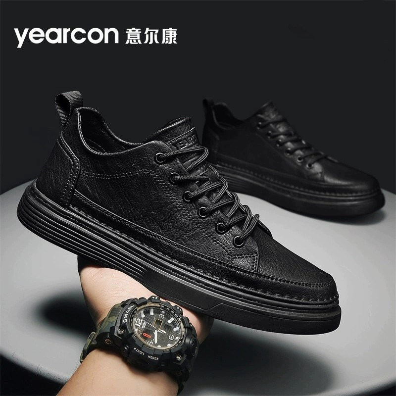 意尔康板鞋子男鞋2026新款春秋冬季加绒爆款百搭高端男士休闲皮鞋