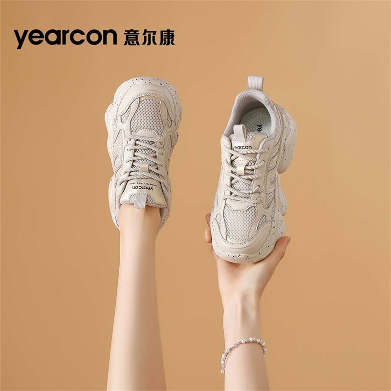 意尔康品牌女鞋春秋夏季透气老爹鞋2026新款潮厚底增高运动休闲鞋