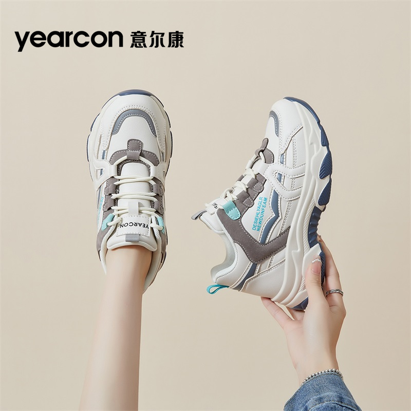 意尔康春秋冬加绒棉鞋增高老爹鞋