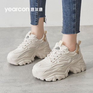 意尔康老爹鞋子女鞋2026新款春秋季潮百搭爆款厚底增高休闲运动鞋