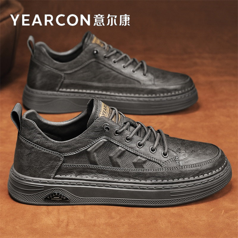 意尔康男鞋2026新款潮百搭板鞋男士一脚蹬休闲皮鞋春秋冬季棉鞋子
