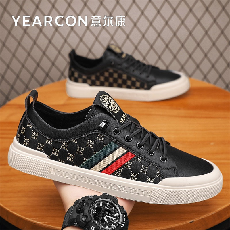 意尔康板鞋男鞋春秋夏季透气2026新款潮流百搭男士休闲皮鞋小黑鞋,运动鞋new,板鞋,淘宝优惠券,粉丝福利购,淘宝优惠卷