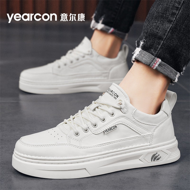 意尔康板鞋男鞋2026新款夏季透气薄款百搭男士商务休闲皮鞋小白鞋