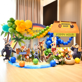 疯狂动物城zootopia生日气球男孩女孩布置宝宝周岁百天满月卡通