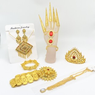 泰国傣族金色镶钻项链首饰套装 店网红打卡开业饰品套装 泰式