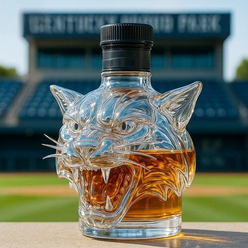 2025爆款跨境 Wildcat 野猫头酒瓶摆件工艺品玻璃材质威士忌酒瓶