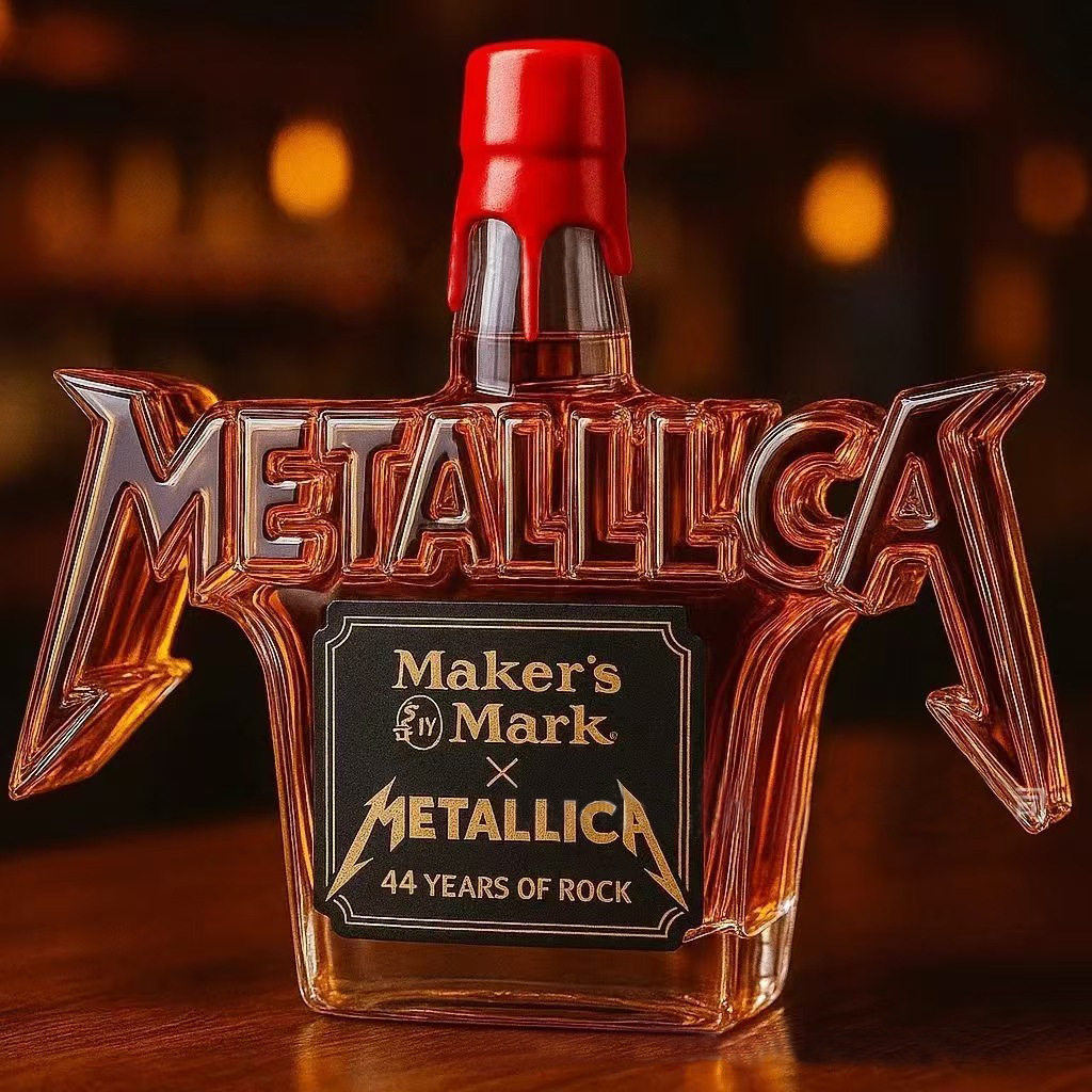 跨境新款METALLICA“44 YEARS OFROCK 44年摇滚限量版威士忌酒瓶图片