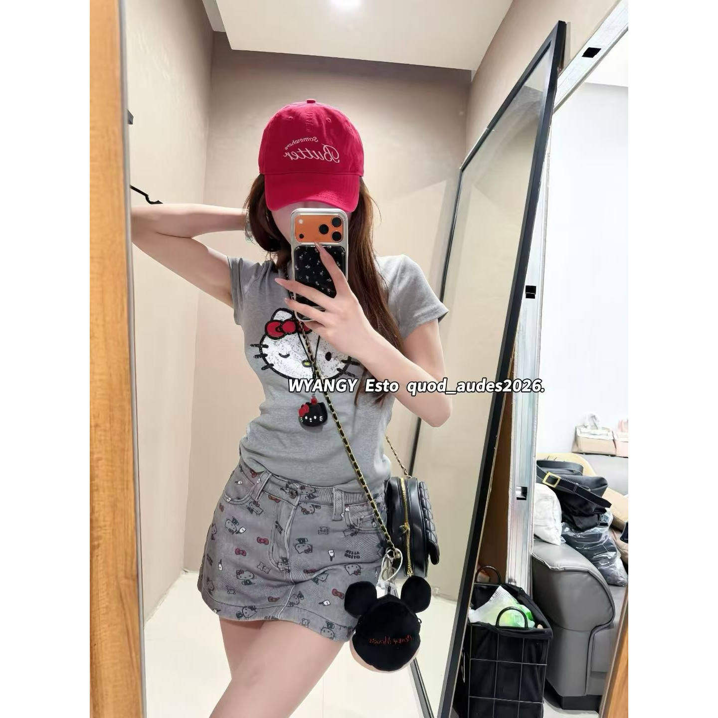 韩国东大门2026春夏新款卡通印花短袖T恤女修身显瘦短款上衣