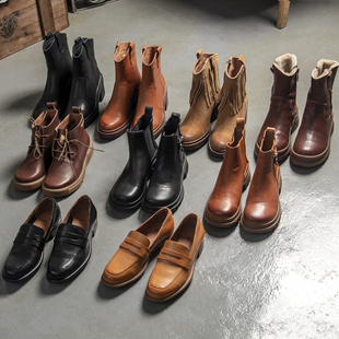 清仓女鞋35码36码手工真皮女靴头层牛皮短靴真皮马丁靴单鞋秋冬款