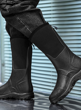 中筒男士雨靴防水钓鱼水靴防滑时尚胶靴塑胶冬季雨鞋黑色防滑水鞋