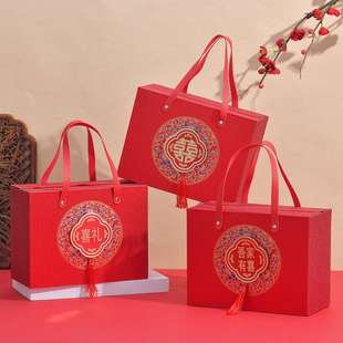 老人祝寿包装礼盒结婚喜礼手提伴手礼空盒金葱瓦楞回礼喜糖盒盒子