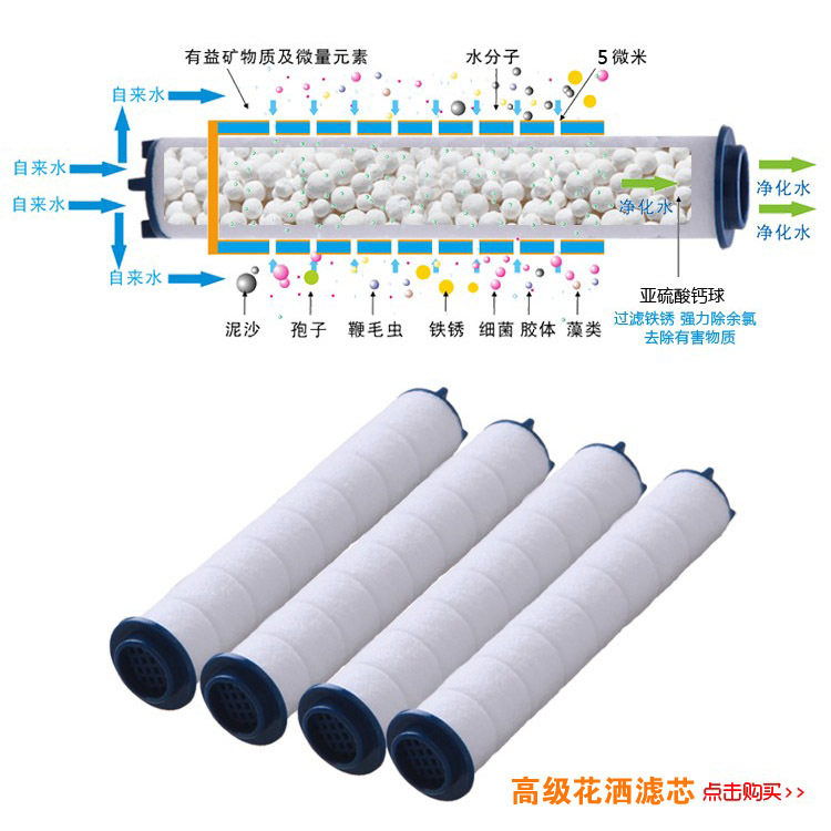 厂家直销韩式快接花洒卫浴滤芯 家用设备滤芯自来水净水器PP滤芯
