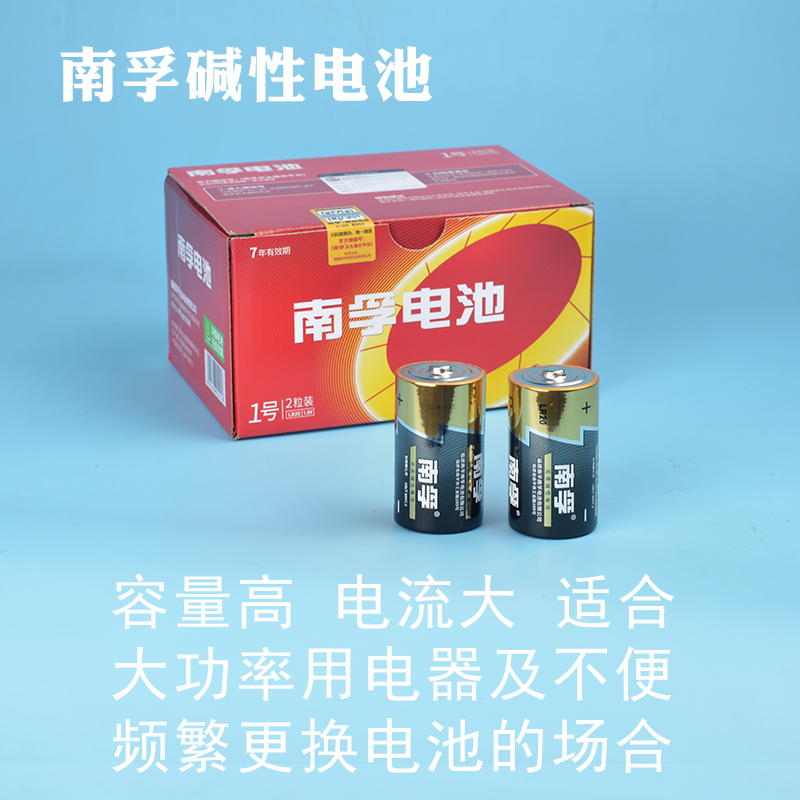 1号干电池南孚通用型双鹿大号R20安全D型手电筒燃气灶用电池1.5V