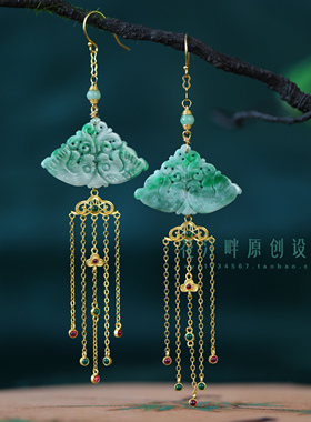 花汀畔质感天然A翡翠女纯银耳饰