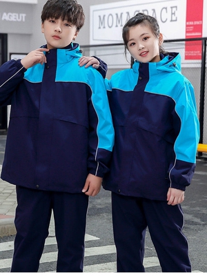秋冬新款加绒外套校服儿童冲锋衣中小学生可拆卸运动服幼儿园外套