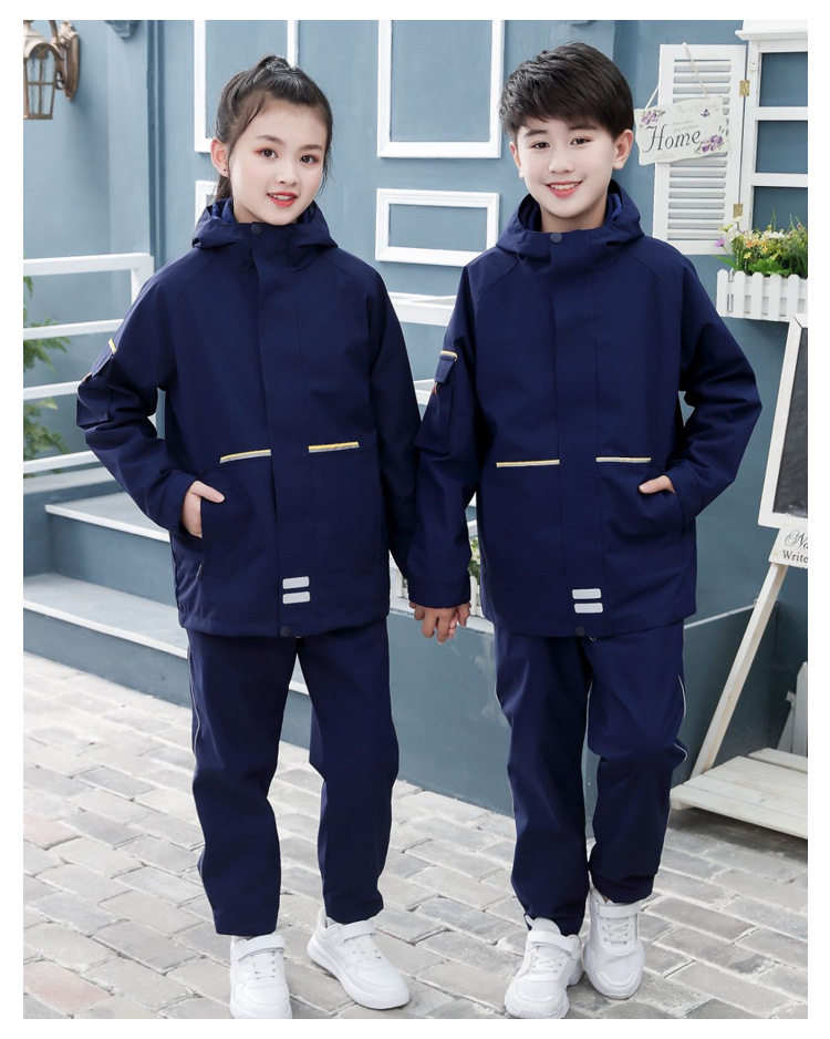中小学生校服冲锋衣三合一秋冬季儿童班服幼儿园园服加绒防风保暖