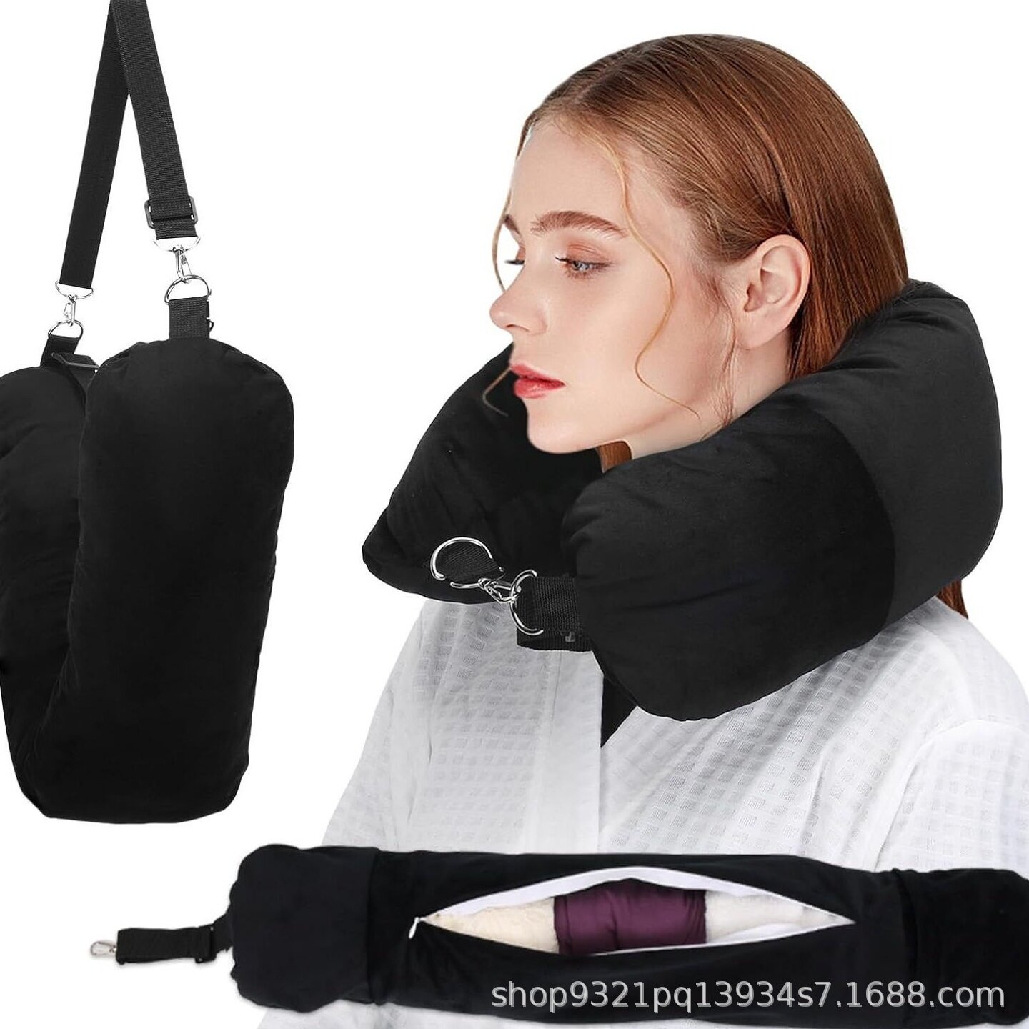 跨境爆款旅行U型枕枕头可填充衣服行李枕套柔软毛绒填充多功能枕