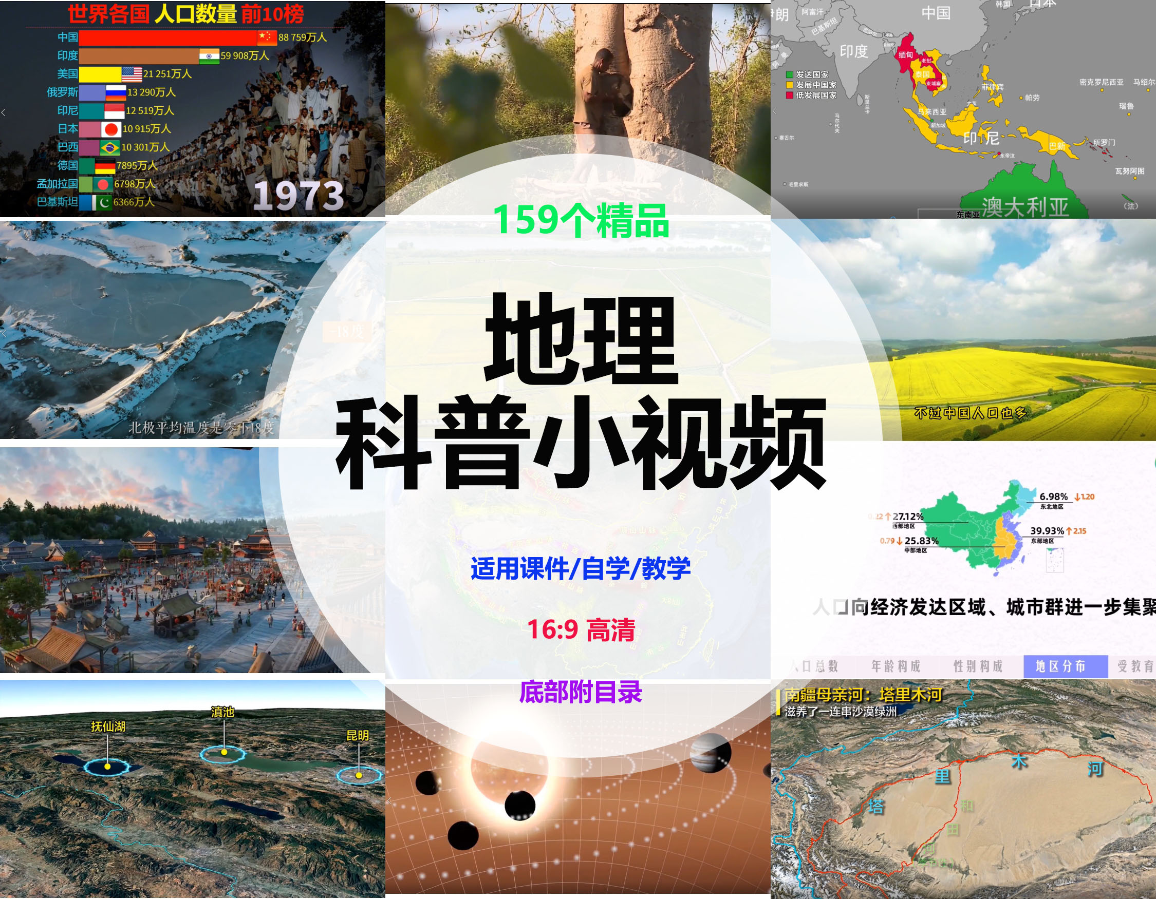 地理知识短视频中国世界区域地理视频剪辑解说素材高清ppt-封面