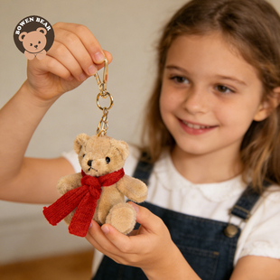 柏文熊新年礼物毛绒玩具红围巾泰迪熊挂件公仔小熊玩偶娃娃抱枕女