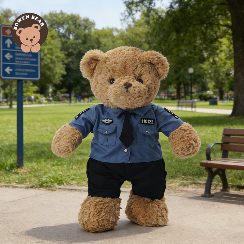 职业小熊玩偶毛绒玩具警察熊娃娃大号泰迪熊公仔交警消防员熊礼物