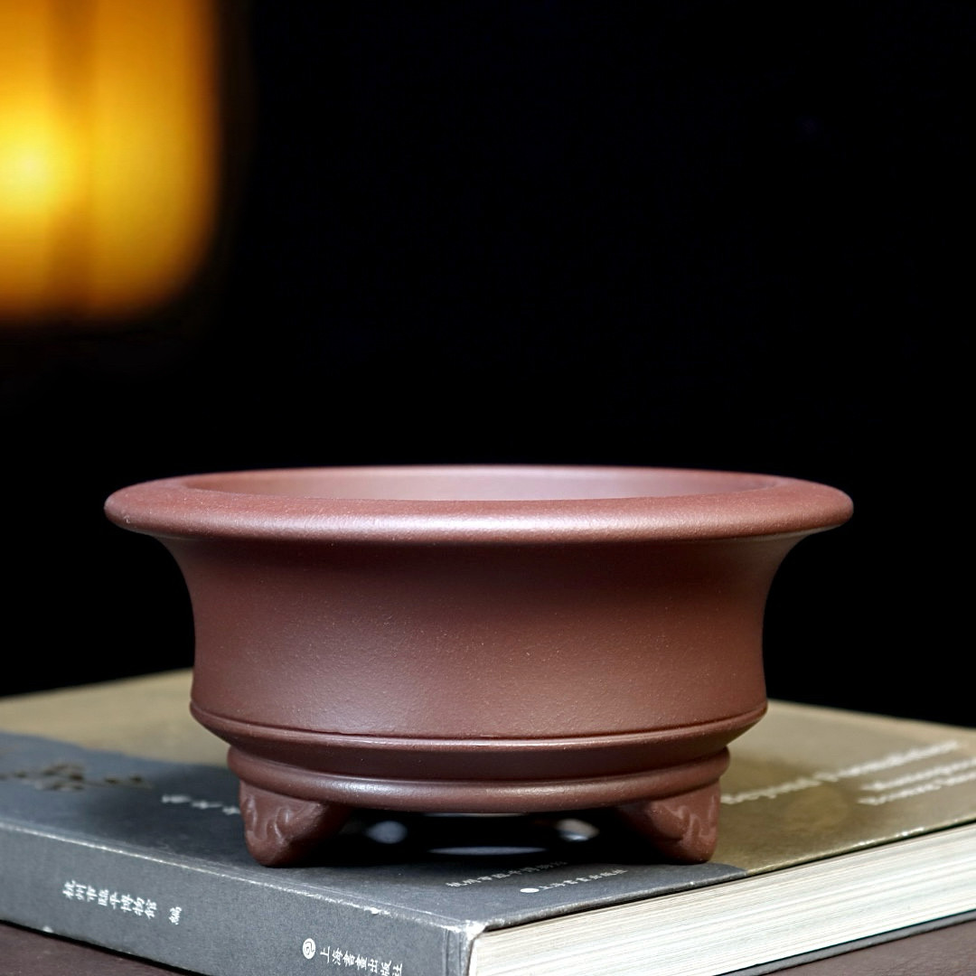特价精品紫砂花盆小多肉菖蒲金弹子专用盆景盆桌面绿植盆栽盆浅圆
