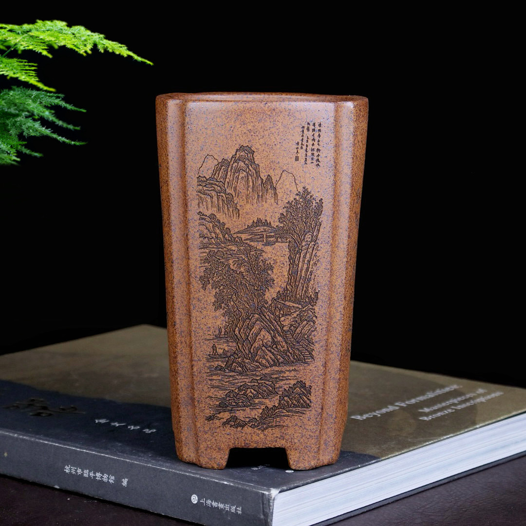 特价精品柴烧紫砂花盆小兰花专用盆蝴蝶兰多肉桌面陶瓷盆透气养根