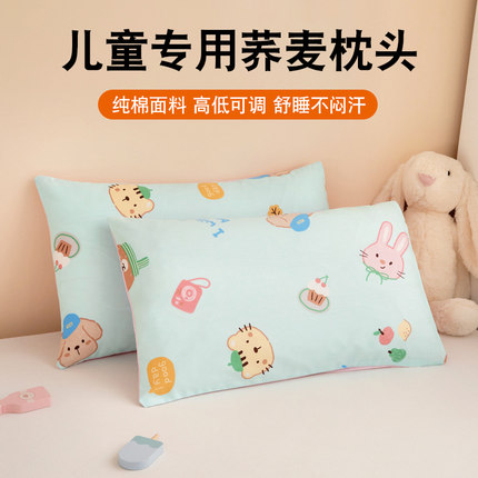 儿童四季纯荞麦枕头0-3-6-12岁幼儿园午睡婴儿童卡通荞麦壳枕芯
