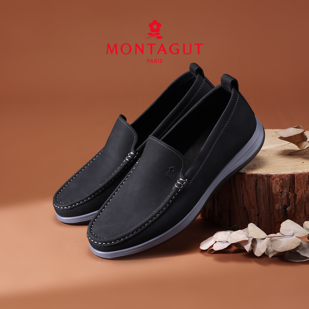 梦特娇男鞋秋季新款真皮软底磨砂牛皮时尚休闲皮鞋男懒人鞋一脚蹬