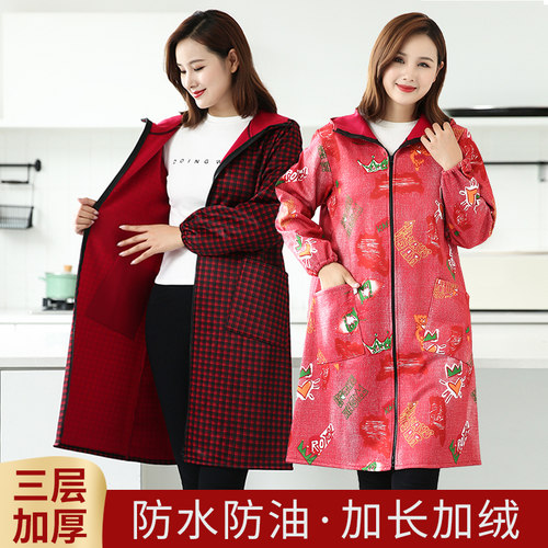 加长防水防油时尚外套冬季罩衣