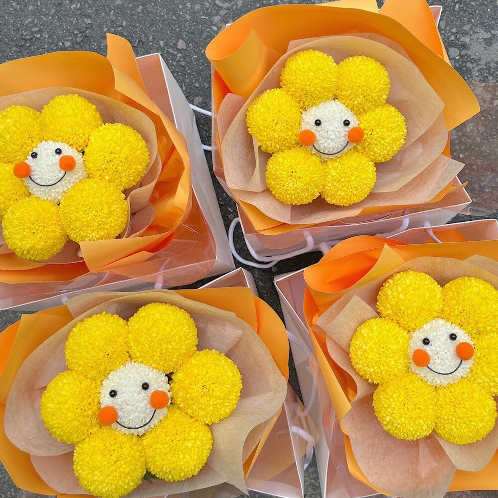 乒乓菊笑脸表情diy配件小动物整套情侣萌物造型笑脸