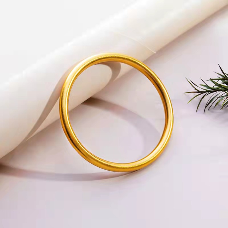 古法黄金手镯女999足金镯子实心传承婚嫁