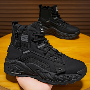 靴厚底防水户外登山沙漠作战靴 高帮英伦风复古工装 马丁靴男鞋 秋季